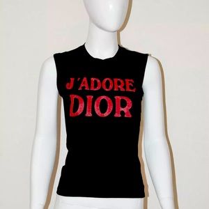 Vintage J’Adore Dior Christian Dior by Galliano Tank, Felt Lettering, US 6, RARE